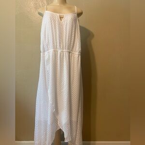 Lane Bryant 26/28 White Textured faux wrap high low Dress NWT